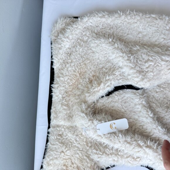 Charming Charlie Small White with Black Trim Sherpa Furry Vest - Picture 10 of 12